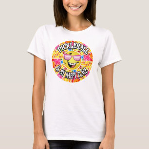 T-shirt Pickleball est mon endroit heureux - Graphisme col
