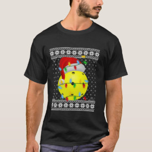T-shirt Pickleball Lights Xmas Ugly Père Noël Pickleball C