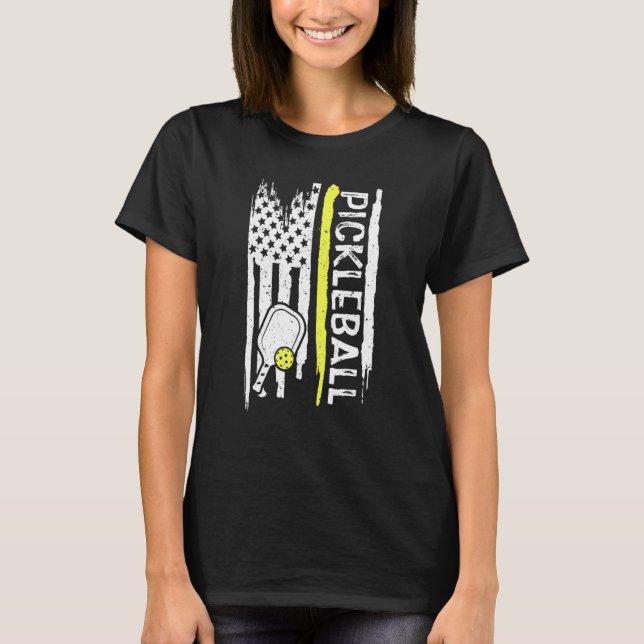 T-shirt Pickleball Lover American Flag US Sports (Devant)