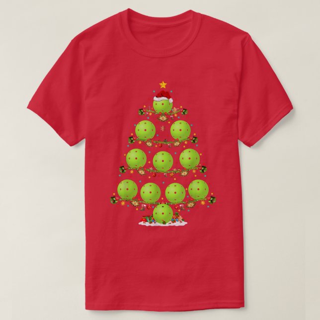 T-shirt Pickleball Lover Lighting Père Noël Pickleball Chr (Design devant)