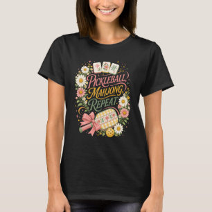 T-shirt Pickleball Mahjong Répéter Fleur Floral Pagaie Amu