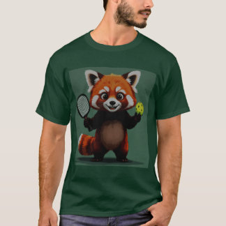 T-shirt pickleball mélange panda roux drôle animal sports