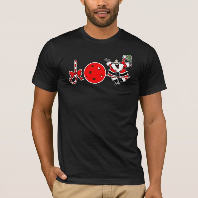T-shirt Pickleball Noël Joie Sucre de canne Père Noël Noël (Devant)