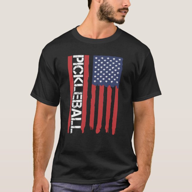 T-shirt Pickleball patriotique du drapeau américain (Devant)