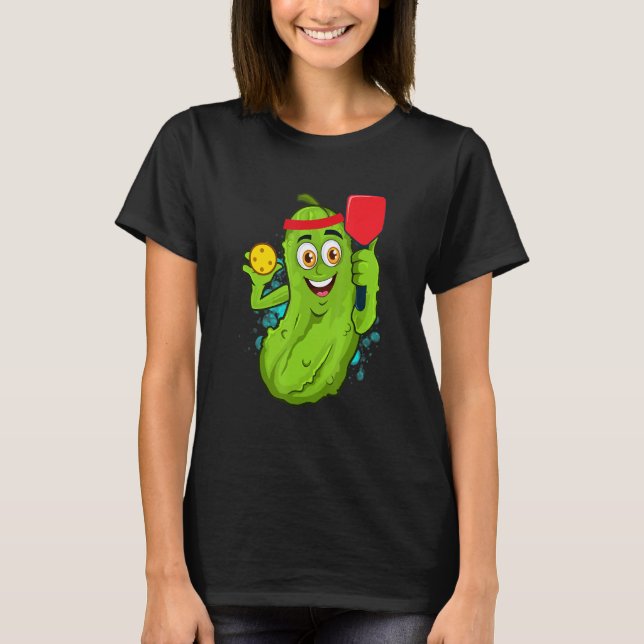 T-shirt Pickleball Pickle Paddle  Cucumber Player Vegan (Devant)