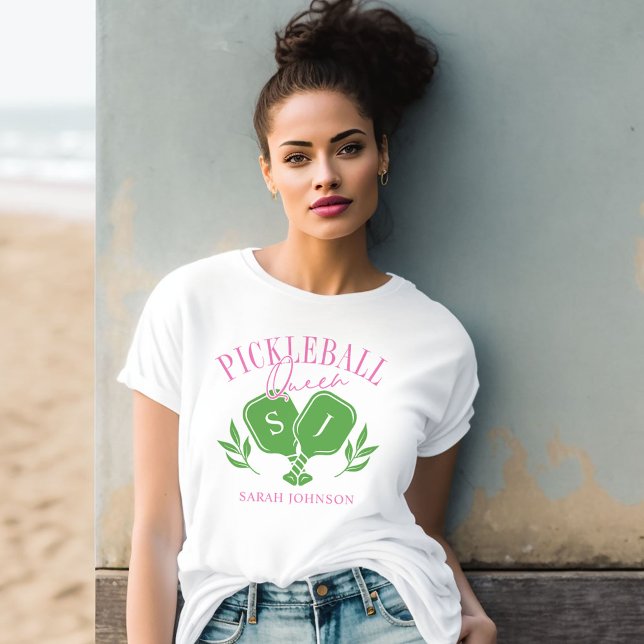 T-shirt Pickleball Queen Logo Monogramme Nom personnalisé (Créateur téléchargé)