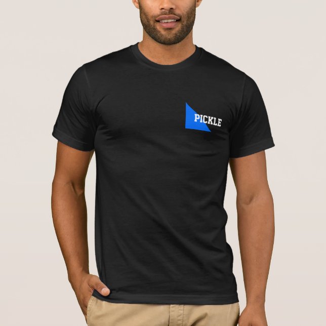T-shirt PICKLEBALL Texte blanc Bleu brillant Triangle Bleu (Devant)