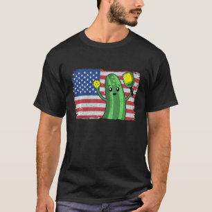 T-shirt Pickleball Us Drapeau Américain Pickleball Avec Pa