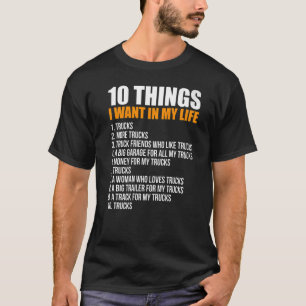 T-shirt Pickup Truck Enthousiaste 10 choses que je veux da