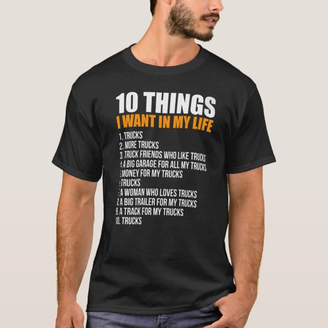 T-shirt Pickup Truck Enthousiaste 10 choses que je veux da (Devant)