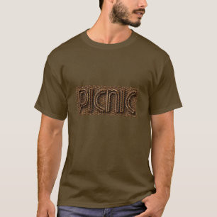 T-shirt Picnic Funny Wicker Style Typographie Brown