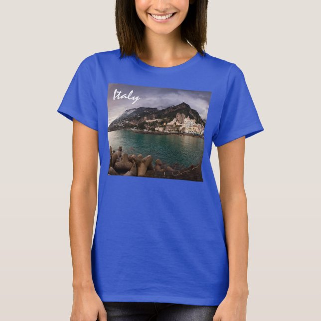 T-shirt Picturesque Amalfi Coast Italy Seaside Town (Devant)