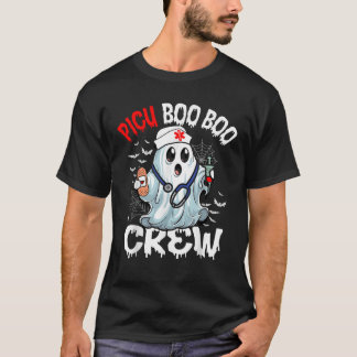 T-shirt PICU Nurse Boo Crew Funny Halloween Nurse Ghost Co