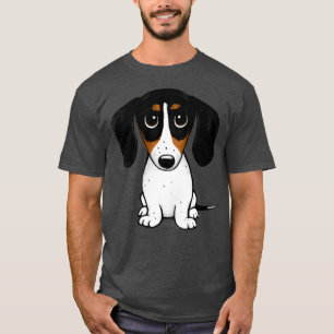 T-shirt Piebald Dachshund mignonne Tan noir et blanc 