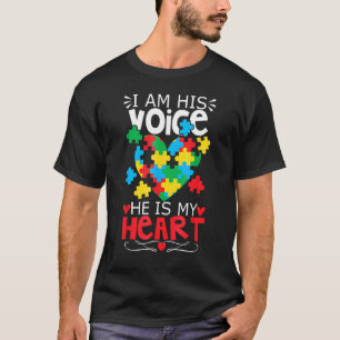T-shirt Pièce de puzzle de l'autisme Cœur Je suis sa voix
