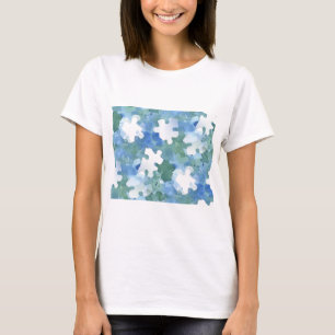 T-shirt Pièce de puzzle peint en bleu et vert