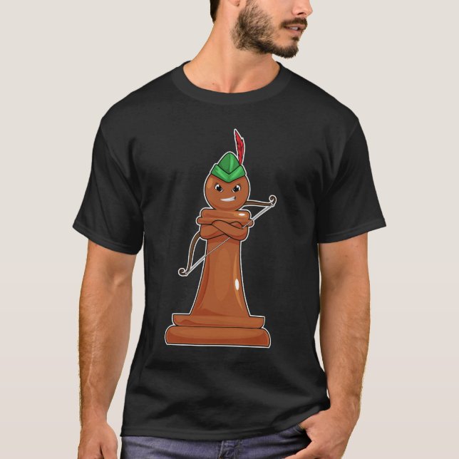 T-shirt Pièce d'échecs Archer de Paon Échecs (Devant)