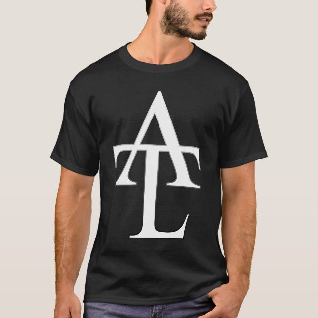 T-shirt Pièce en t blanche de noir de logo d'ATL (Devant)