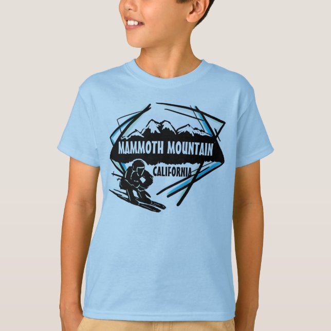 T-shirt Pièce en t bleue de garçons de ski de Mammoth (Devant)