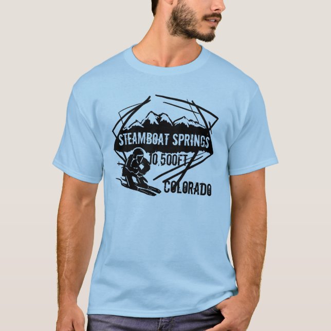 T-shirt Pièce en t d'altitude de ski de Steamboat Springs (Devant)
