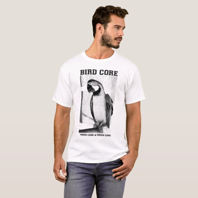T-shirt Pièce en t de base de noyau d'oiseau - perroquet (Devant entier)
