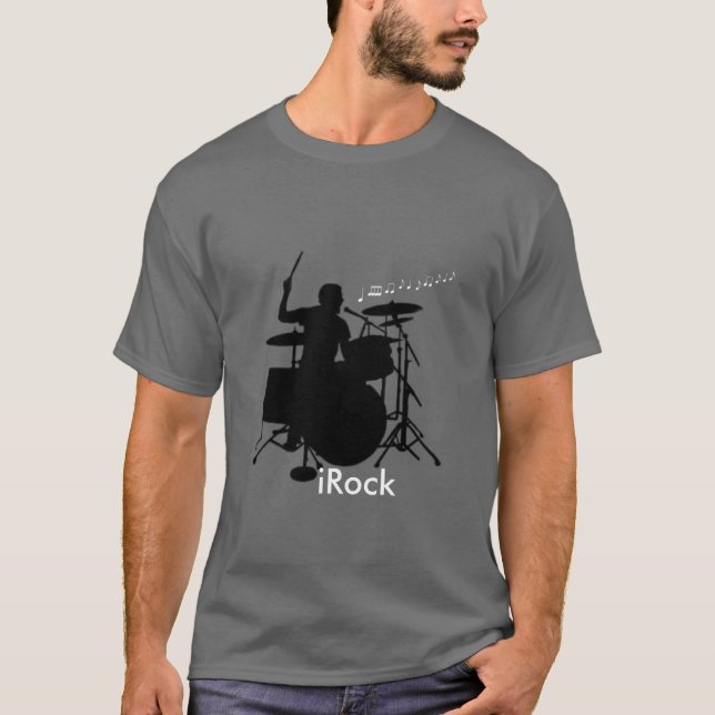 T-shirt pièce en t de batteur d'iRock (Devant)