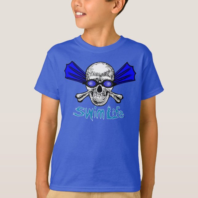 T-shirt Pièce en t de bleu de la vie de bain (Devant)