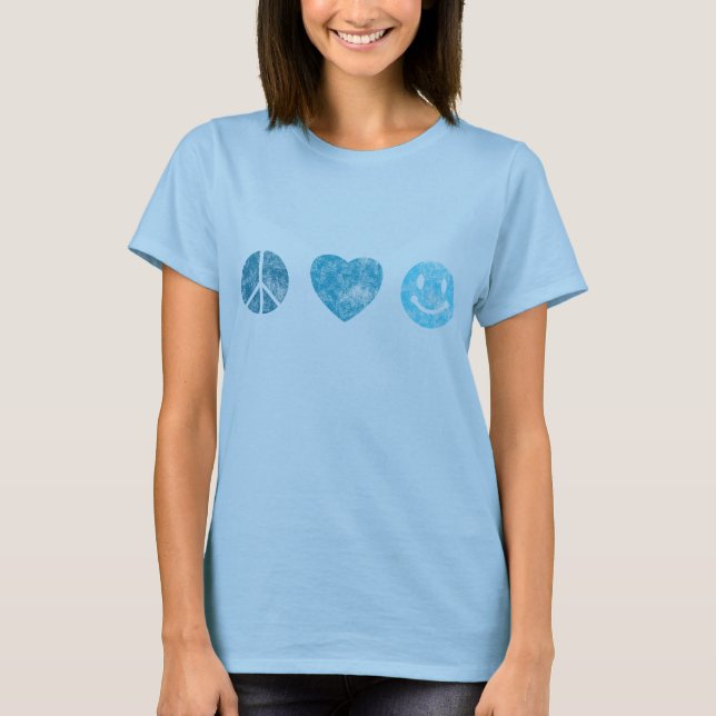 T-shirt Pièce en t de bonheur d'amour de paix (Devant)