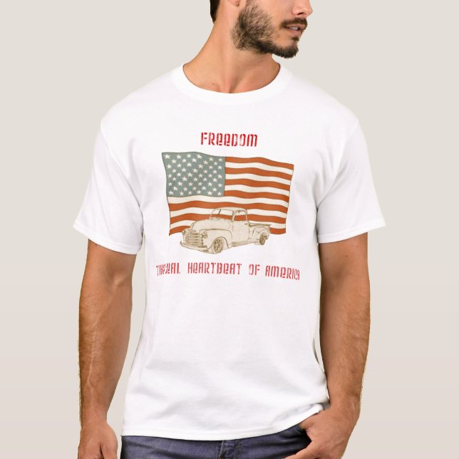 T-shirt Pièce en t de camion de drapeau américain (Devant)