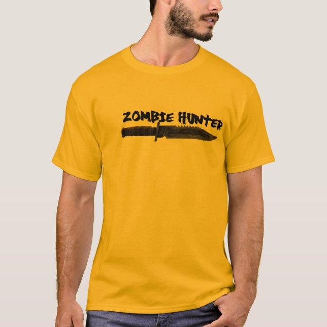 T-shirt Pièce en t de chasseur de zombi de conception de (Devant)