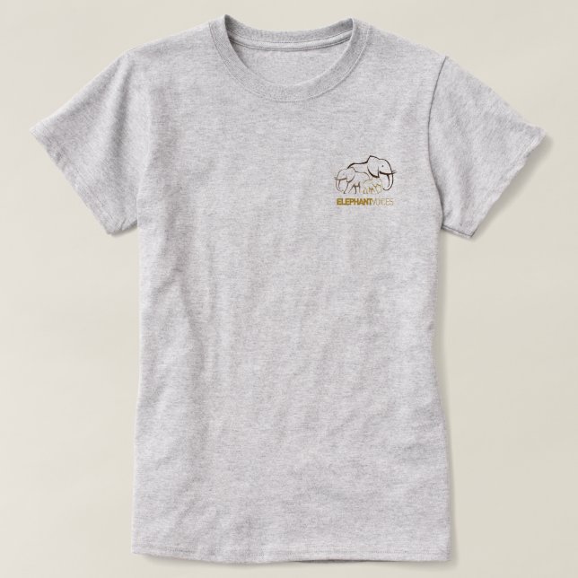 T-shirt Pièce en t de dos de logo d'ElephantVoices (grise) (Design devant)