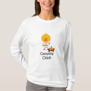 T-shirt Pièce en t de douille de poussin de camping longu