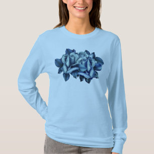 T-shirt Pièce en t de douille de roses bleus d'hiver