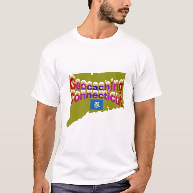 T-shirt Pièce en t de Geocaching le Connecticut (Devant)