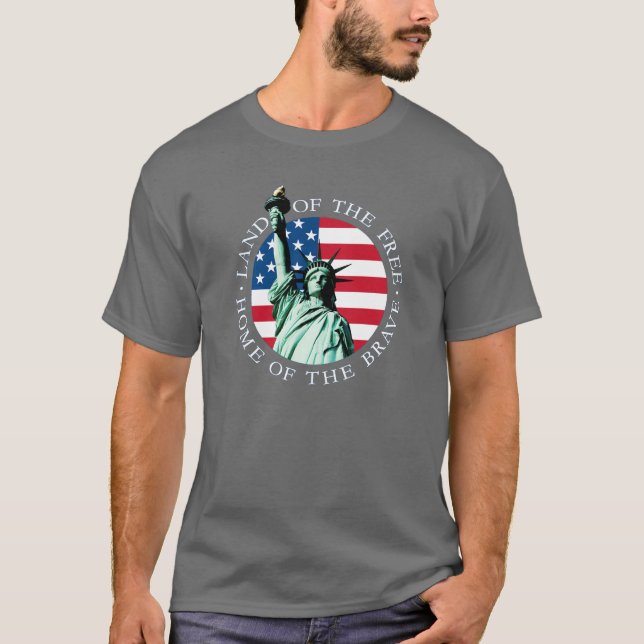 T-shirt Pièce en t de liberté de statue de drapeau (Devant)
