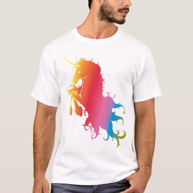 T-shirt Pièce en t de licorne d'arc-en-ciel (Devant)