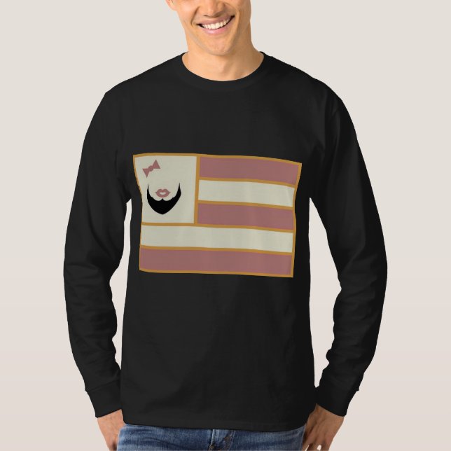 T-shirt Pièce en t de Long Sleeve barbu de Madame Flag (Devant)