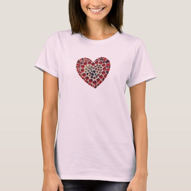 T-shirt Pièce en t de mosaïque de coeur (Devant)