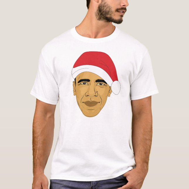 T-shirt Pièce en t de Noël d'Obama Claus Barack Obama (Devant)
