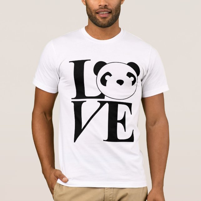 T-shirt Pièce en t de pandas d'amour dans le noir (Devant)
