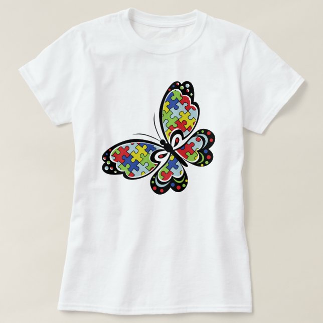 T-shirt Pièce en t de papillon de sensibilisation sur (Design devant)