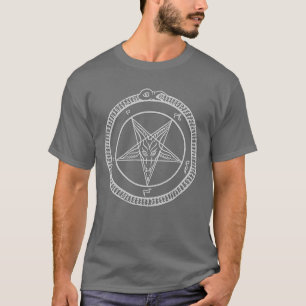 T-shirt pièce en t de pentagone étoilé de baphomet