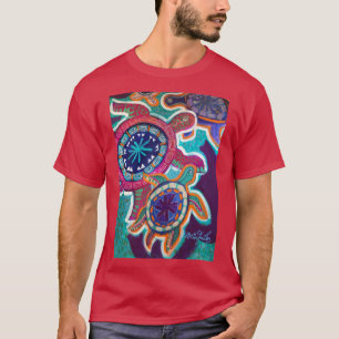 T-shirt Pièce en t de tortue avec l'art indigène original