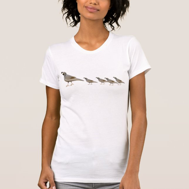 T-shirt Pièce en t de V-Cou de famille de cailles (Devant)