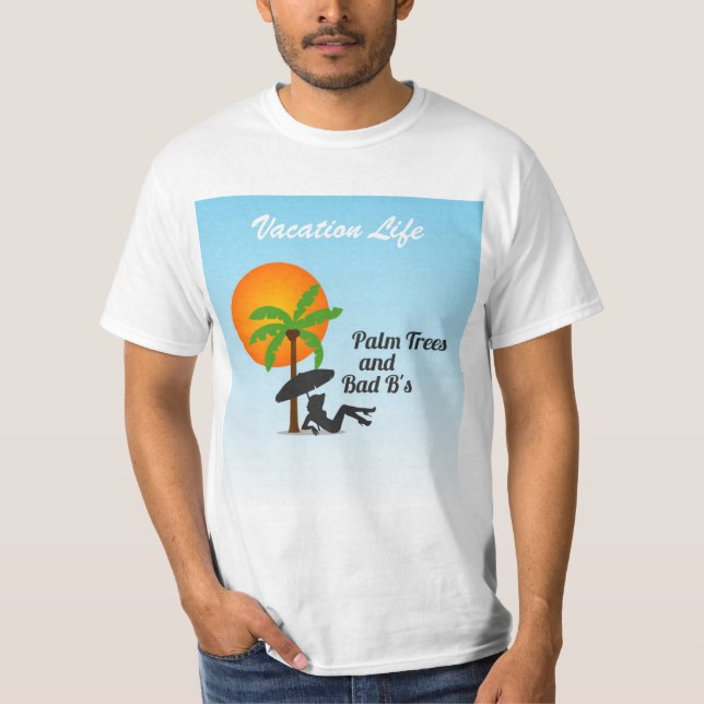 T-shirt Pièce en t de vacances de palmiers (Devant)