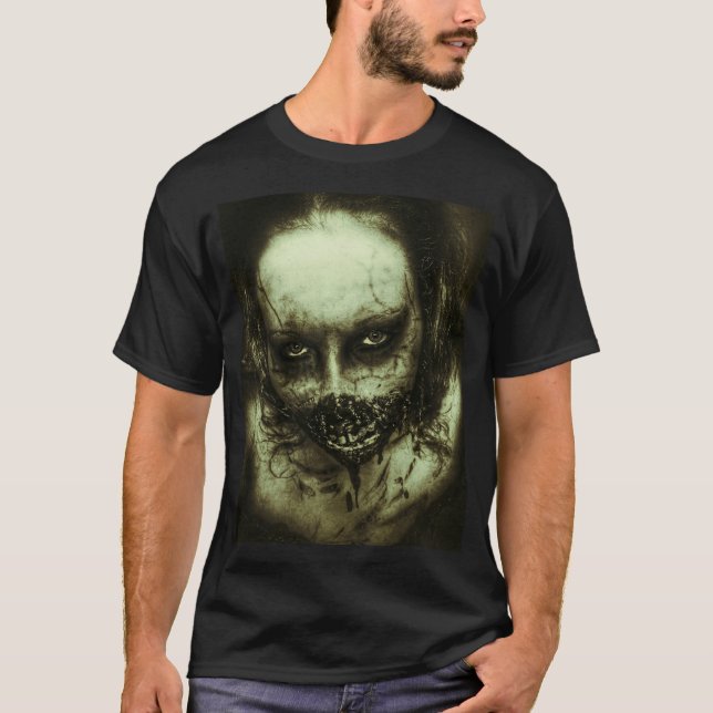 T-shirt Pièce en t de visage de zombi (Devant)