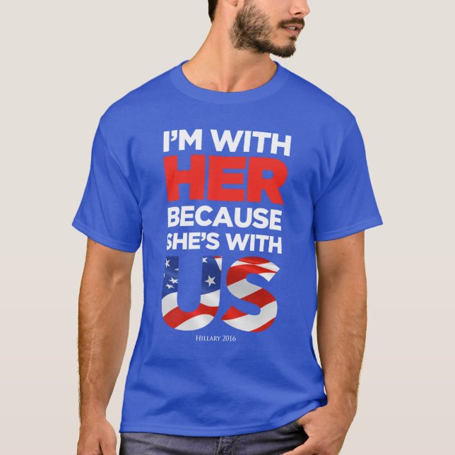 T-shirt Pièce en t d'obscurité/couleur de Hillary 2016 (Devant)