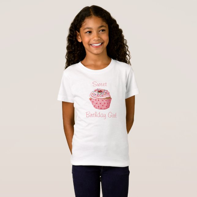 T-Shirt Pièce en t douce de fille d'anniversaire, petit (Devant entier)