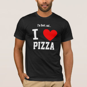 T-shirt Pièce en t drôle de pizza d'amour d'I avec le nom
