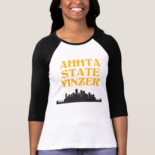 T-shirt Pièce en t du base-ball des femmes de Yinzer (Devant)